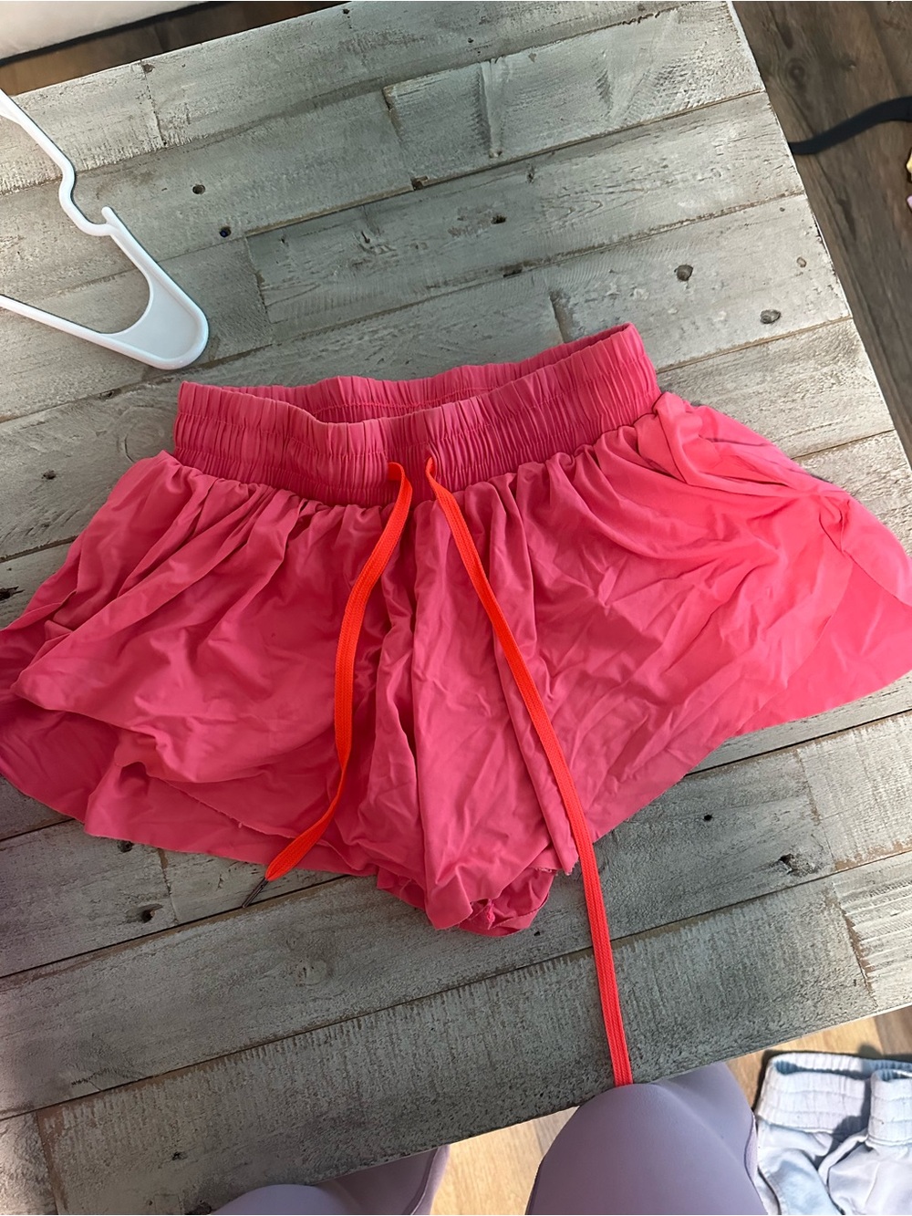 Gianni Bini Coral Pink Athletic Shorts with Orange Drawstring